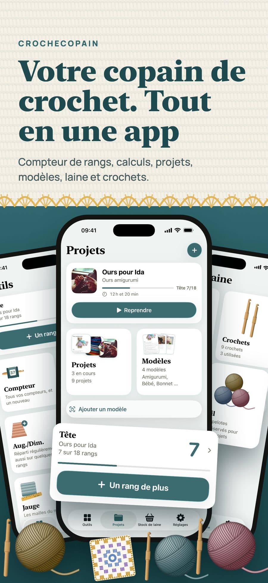 Crochecopain: Votre copain de crochet. Tout en une app