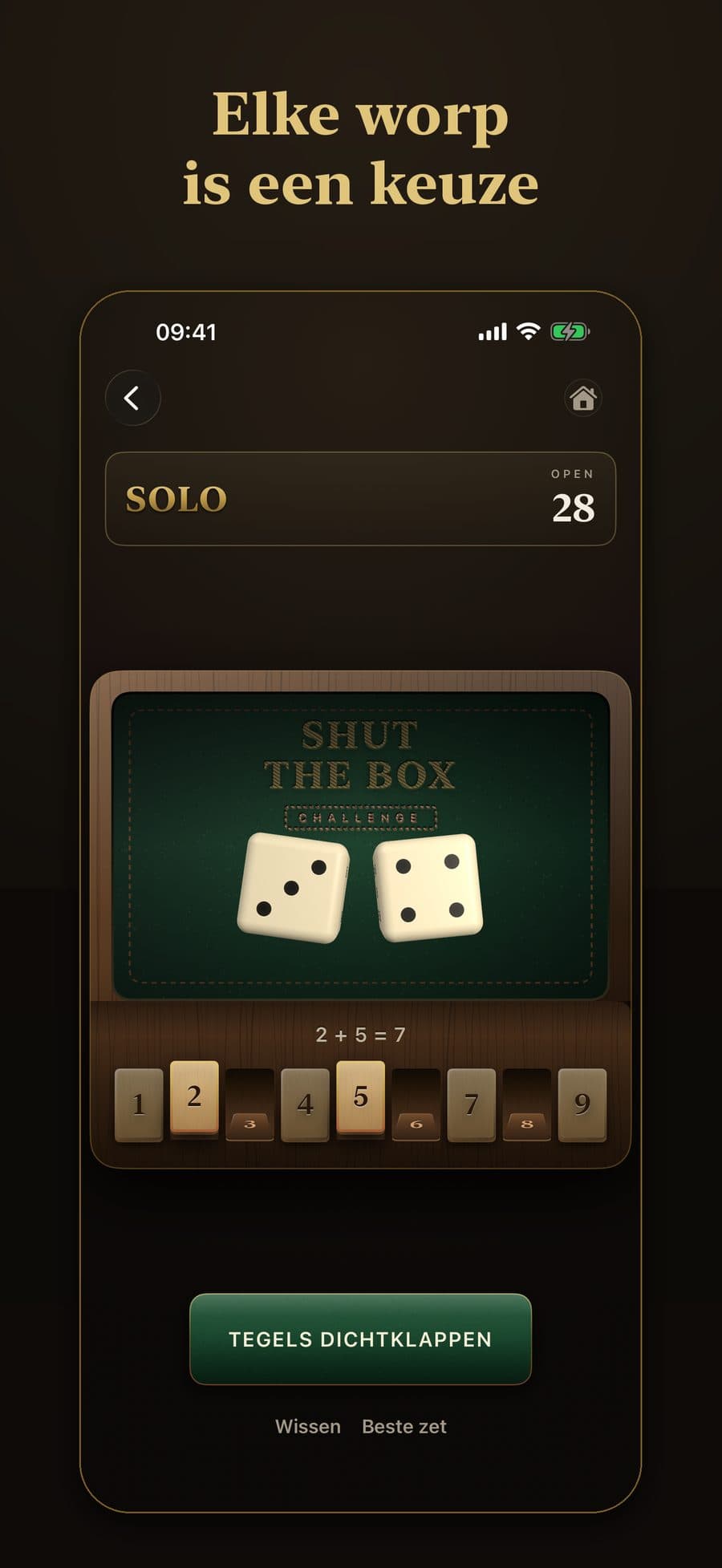 Shut the Box: Elke worp is een keuze