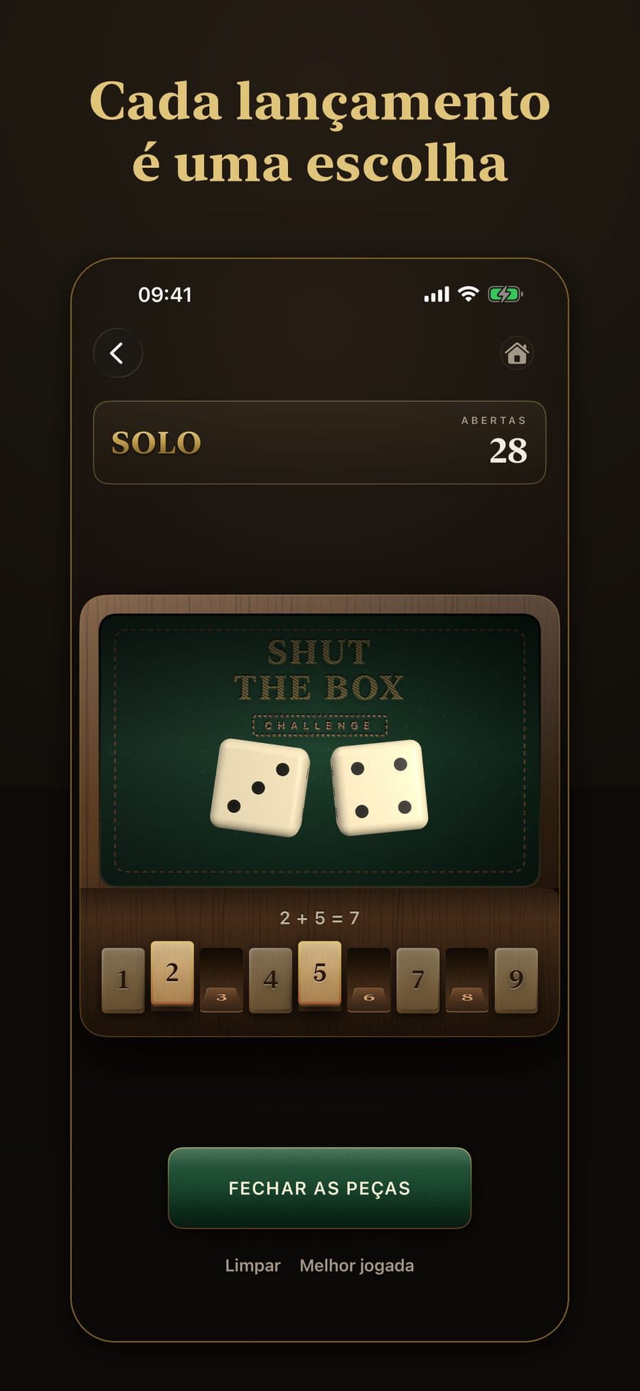 Shut the Box: Cada lançamento é uma escolha